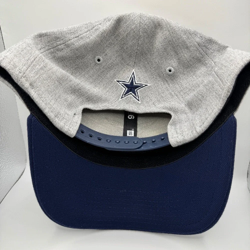 Dallas Cowboys New Era 9FORTY Snapback Hat Gray Navy Blue NFL Adjustable Cap Hat